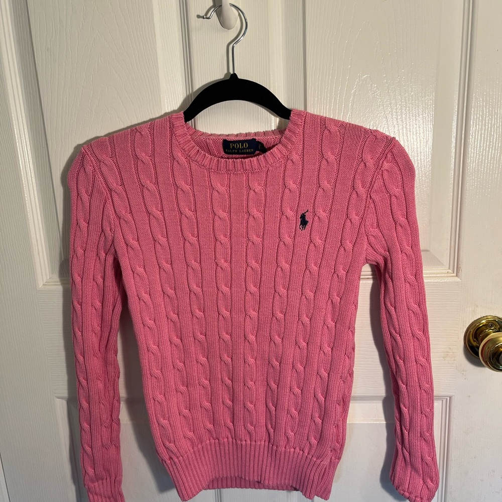Ralph Lauren Women's Pink Cable Knit Sweater